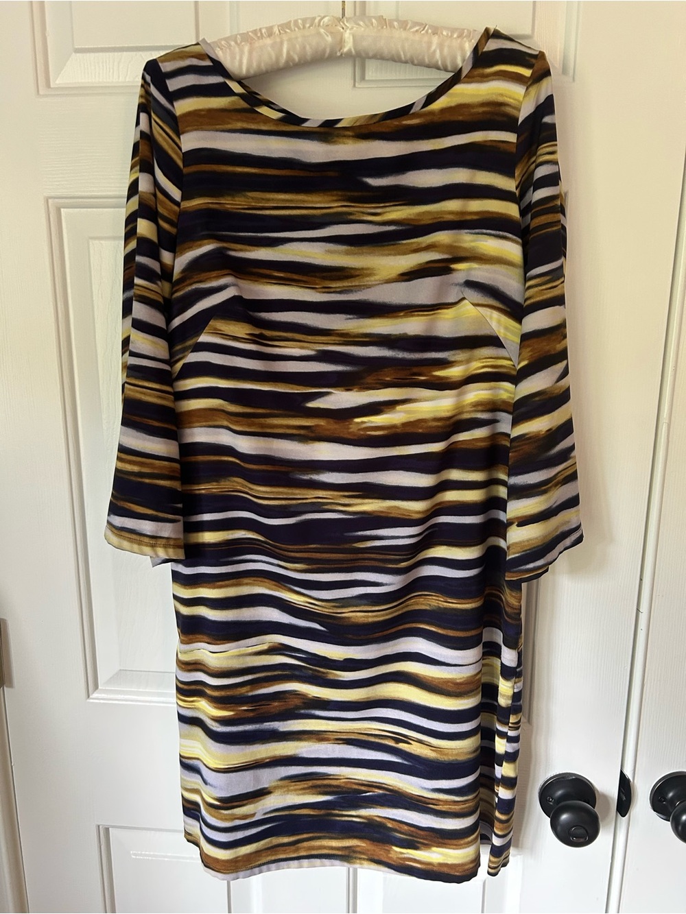 Nine West Navy, Yellow & White Striped Dress